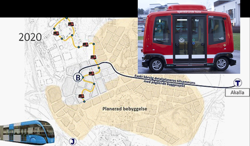 Self-driving buses in Barkarby, Sweden.